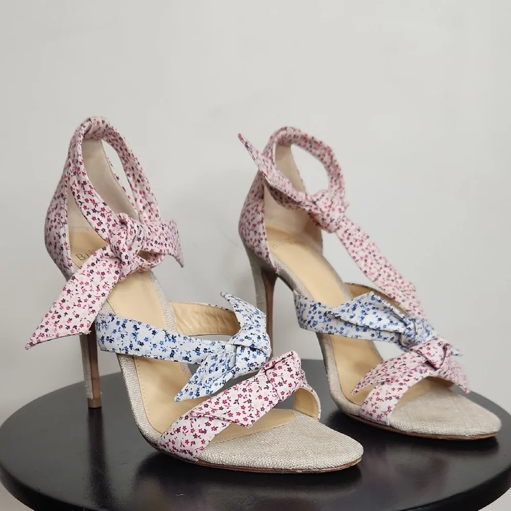 Alexandre Birman Lolita Bow Floral Heels Sandals Size 6 Designer Ankle Tie bow - Picture 5 of 11